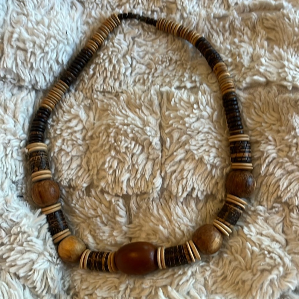 Beaded wooden necklace